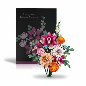 KLOCKI Pretty Pink Flower Bouquet Bukiet Różowych Kwiatów Storczyk