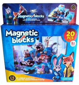 KLOCKI magnetyczne Zwierzogród Puzzle 3D 6 obrazków dzieci ZOOTOPIA 20psc