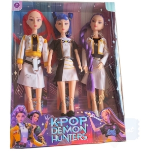 K-Pop Demon Hunters Łowczynie Demonów zestaw 3 lalek 30 cm z muzyką prezent 