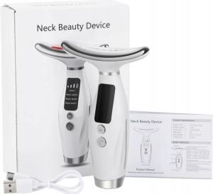 MASAŻER do ujędrnienia szyi i twarzy lifting 7 LED wibracja